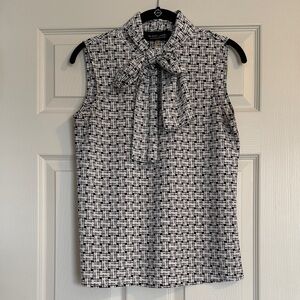 Evan Picone Black and White Patterned Blouse